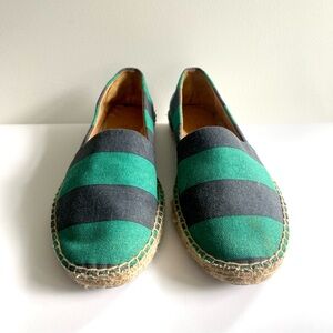 J. Crew Striped Espadrilles Green Blue Preppy Old Money Size 8